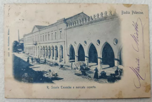 Cartolina Badia Polesine Rovigo Mercato 2 Francobollo 1 Cent Regno D'italia 1900