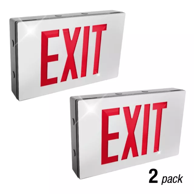 2 x Double Faced Red LED Exit Light Panel Emergency Sign Exit Sign Easy Install
