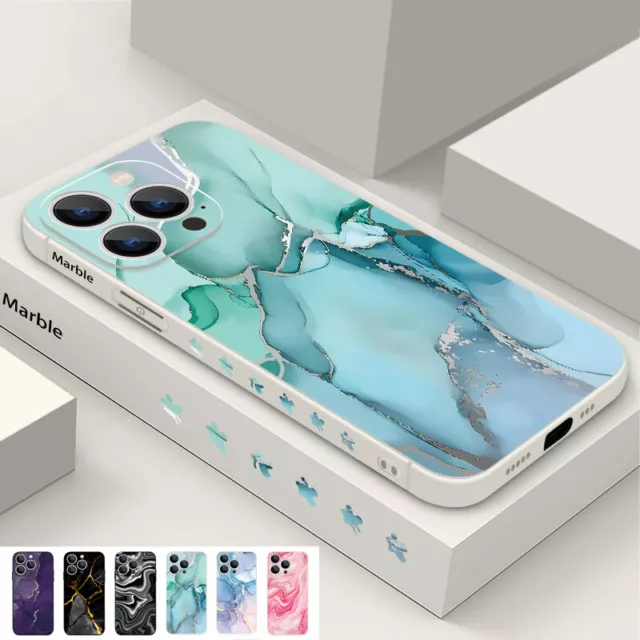 Marmor Farbige Zeichnung TPU Handyhülle Für iPhone 15 14 13 Pro Max 12 11 XS XR