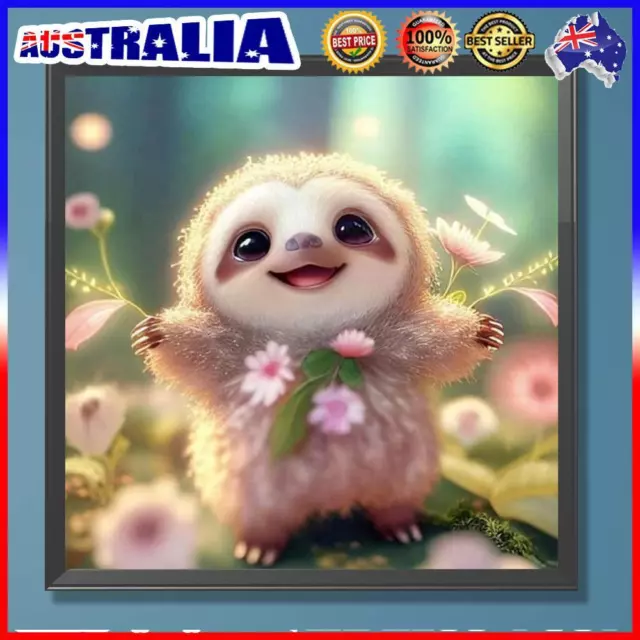 A# 5D DIY Full Round Drill Diamond Painting Cute Sloth Kit Home Decoration 30x30