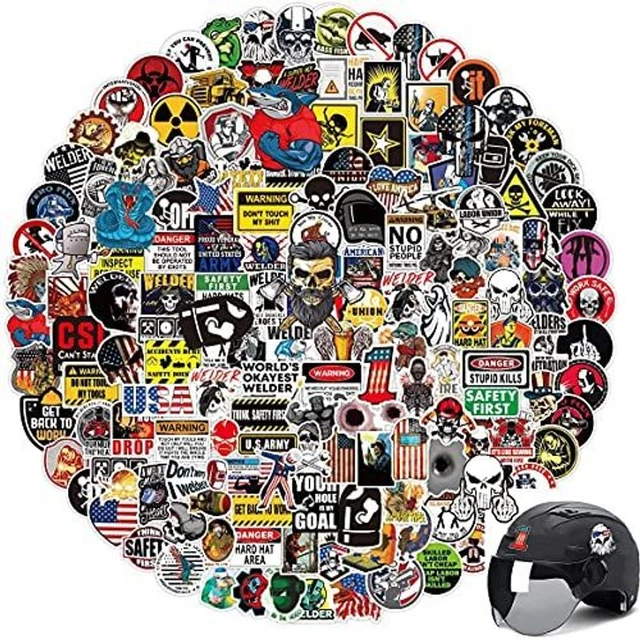 155pcs Hard Hat Stickers for Tool Box Helmet Hood, Waterproof Vinyl 2-3 inch