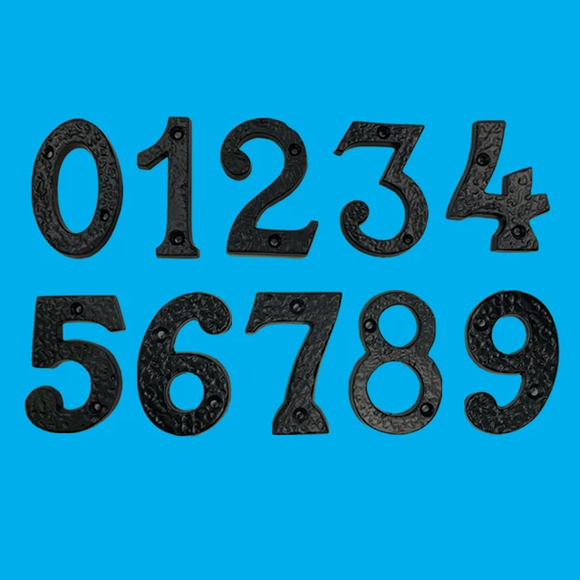 3x 4" (102mm) Black Cast Iron Antique Door Numbers, Metal Plate, Any Three