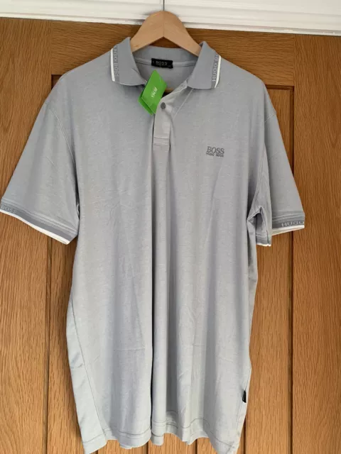 Polo Shirt uomo Hugo Boss 4XL grigio maniche corte logo cotone NUOVA