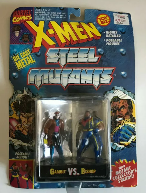 Vintage Marvel X-Men Steel Mutants Gambit Vs Bishop Die Cast Figures Toybiz New