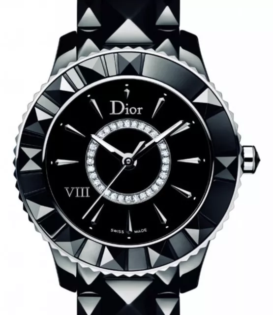 Dior Christian VIII 33mm CD1231E0C002 Diamond Watch 2 Year Warranty Ceramic Dial