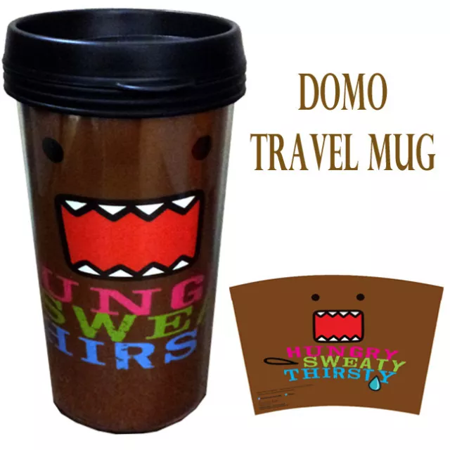 DOMO 16 oz Travel Plastic Coffee Mug, Liscensed Product Gift Dark Brown Tumbler