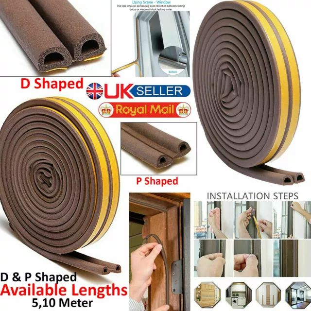 Self Adhesive Rubber Foam Draught Excluder Door Window Seal Draft Strip Tape D/P