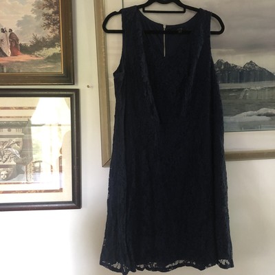 Apt 9 Blue Floral Lace Sleeveless Knee Length Dress Women's Sz 16W A2350