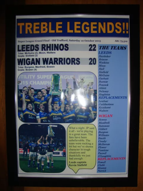 Leeds Rhinos 22 Wigan Warriors 20 - 2015 Grand Final - framed print