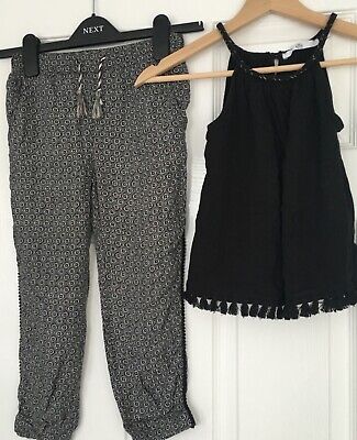 Girls Summer Trousers And Co-Ordinating Black Top From M&S Age 6-7 Years