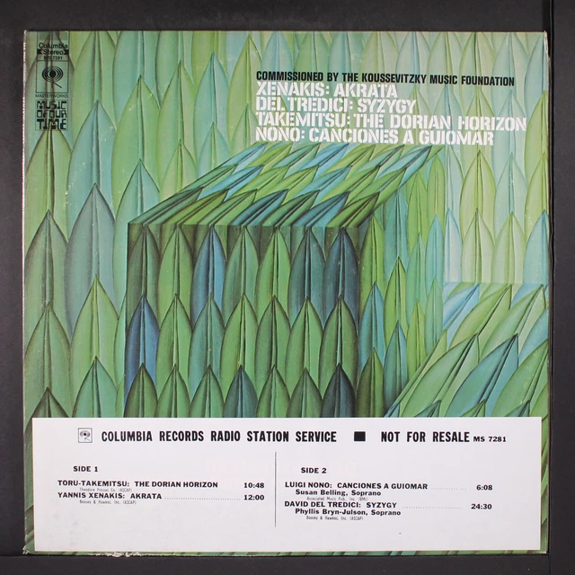 RICHARD DUFALLO: xenakis: akrata / syzygy the dorian horizon COLUMBIA 12" LP RICHARD DUFALLO: xenakis: akrata / syzygy the dorian horizon COLUMBIA 12" LP