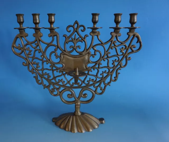 Judaica Messing Leuchter Kerzenleuchter 7- Fach groß schwer 45 cm (E23-033)