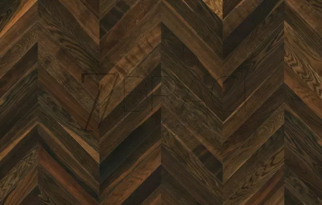 French Chevron Oak parquet hardwood flooring Dark Brown Vintage Antique Prime