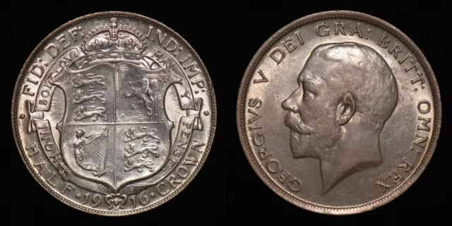 GREAT BRITAN UK 1916 Half 1/2 Crown - George V Silver Coin- KM# 818.1