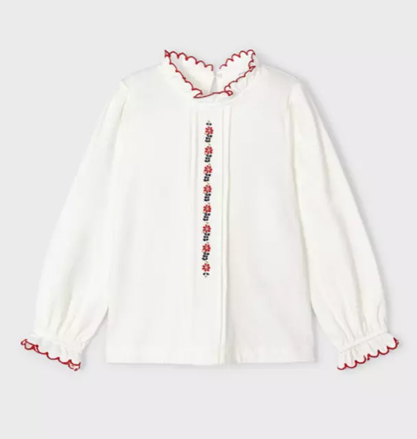Maglia Camicia Camicie Bambina Mayoral 4196 Cotone Bianco Originale Ai 2024
