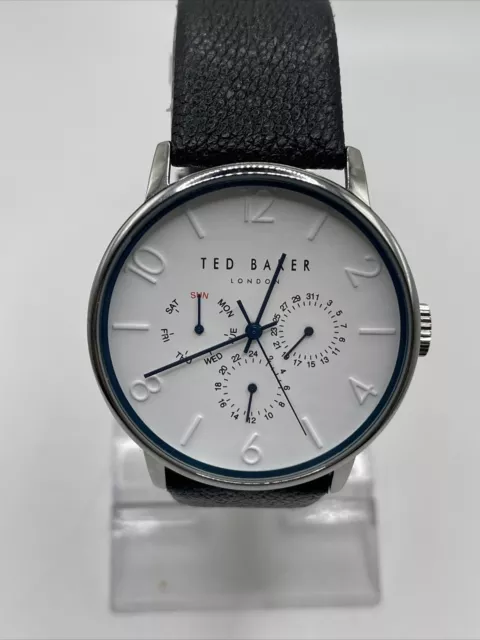 Ted Baker TE50623003 "James" Black Leather Strap White Dial Men's Watch