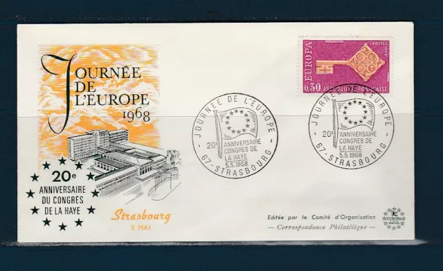 FRF enveloppe  journée de l' Europe  congrès de la Haye  67 Strasbourg  1968