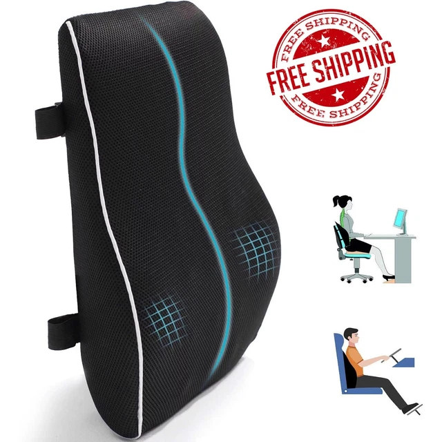 Ergonomic Backrest Black Lumbar Back Support Pillow/Cushion for Office Chair Car