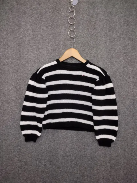 Tommy Hilfiger Girls Long Sleeve Crew Neck Striped Sweater Size S Black - NWOT