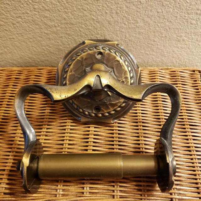 Vintage Amerock Carriage House Toilet Paper Holder Antique Brass 9059-2