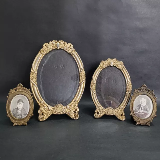 Vtg Cast Metal Picture Frames Gold Tone Easel Back -Lot of 4 - 8.25" 6.25" 3.75"