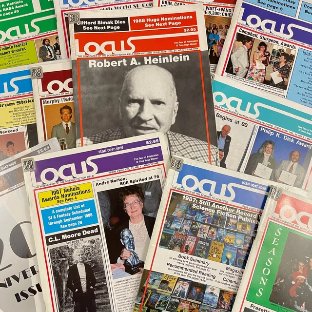 12 LOCUS MAGAZINES 1988 Complete Year Science Fiction Heinlein In
