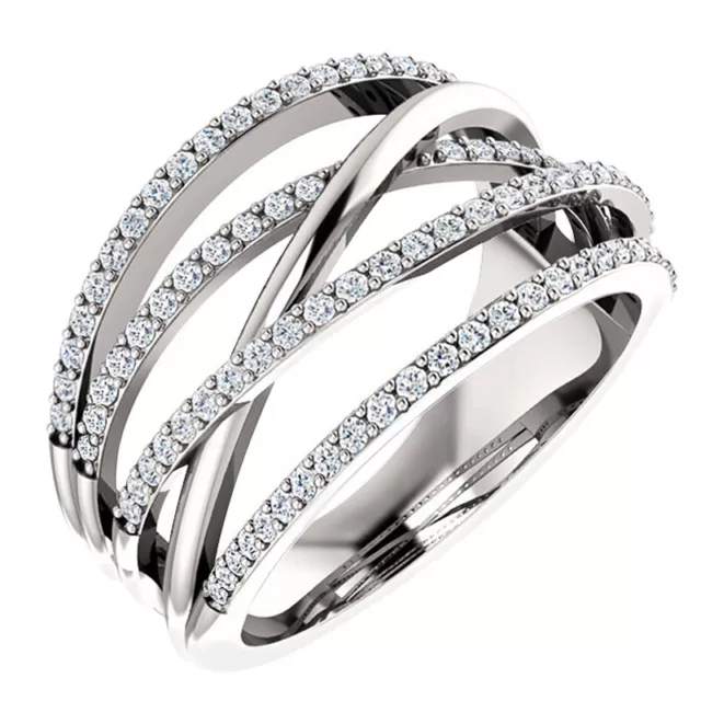 Cubic Zircon Women Wedding Ring Infinity 925 Silver Filled Ring Gift Sz 6-10