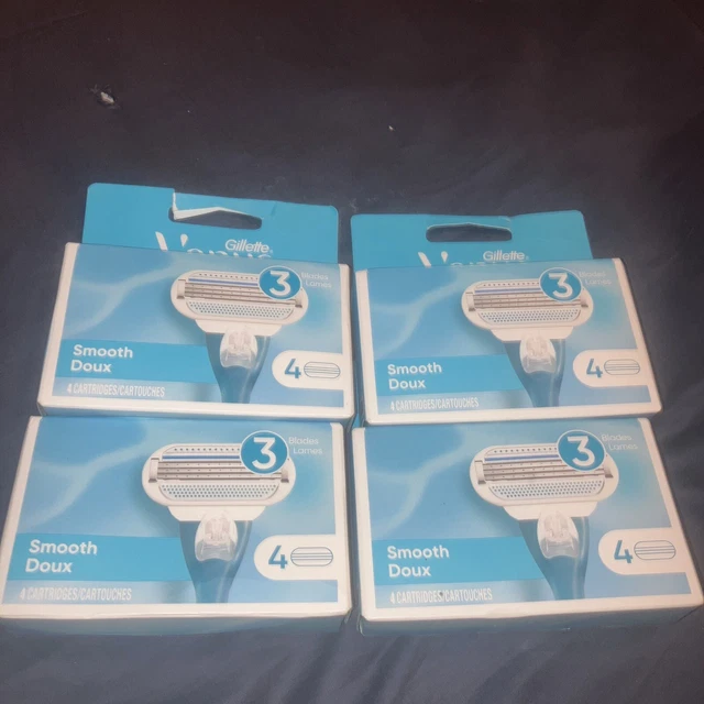 Lote de 4 cajas de cartuchos de hojas suaves Gillette Venus - 16 en total