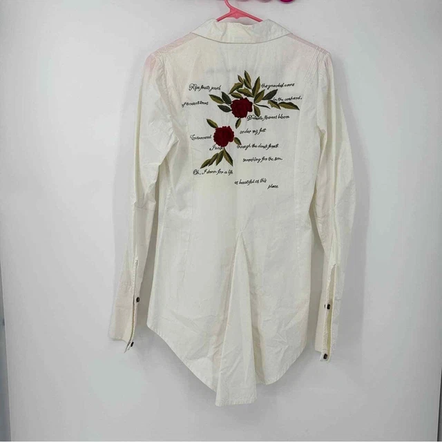 Nigel Preston & Knight White Cotton Embroidered Blouse Size S Nigel Preston & Knight White Cotton Embroidered Blouse Size S
