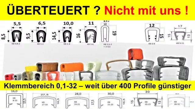 Kantenschutz Kantenschutzprofil 1-2 PVC Keder Band Klemm Profil Gummi Blech  14x8