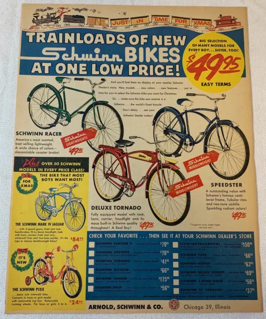 1959 SCHWINN BICYCLE ad RACER DELUXE TORNADO SPEEDSTER MARK IN JAGUAR PIXIE 8.96 PicClick