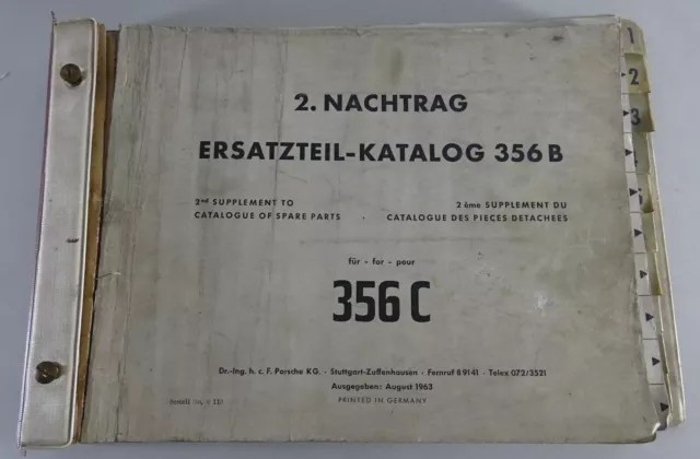 Teilekatalog / Parts Catalogue Porsche Nachtrag 356 B / 356 C Stand 08/1963