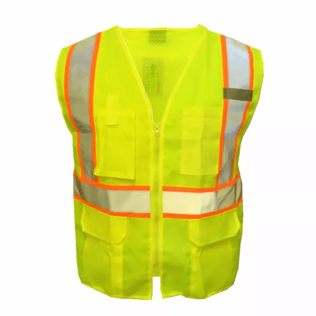 High Visibility Safety Work Hi Vis ANSI Class 2 Reflective Tape Vest Neon Green 2