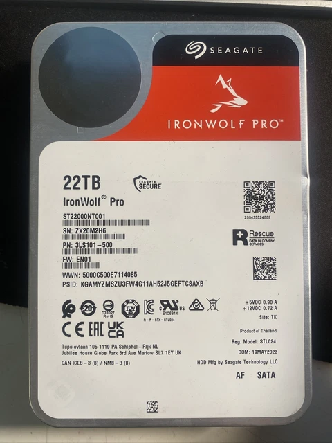 SEAGATE IRONWOLF PRO 22TB Enterprise Internal HDD CMR 3 5in SATA 6Gb 