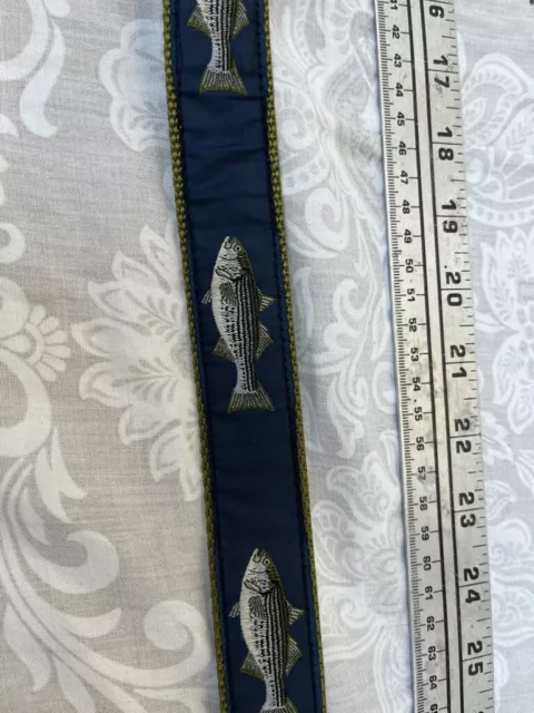Leather Man LTD Fish Motif Belt  Made in ESSEX CT Size Small Blue/Green D Ring 3