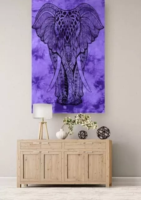 Arte de pared de elefante grande, tapiz colgante de pared con Mandala indio...