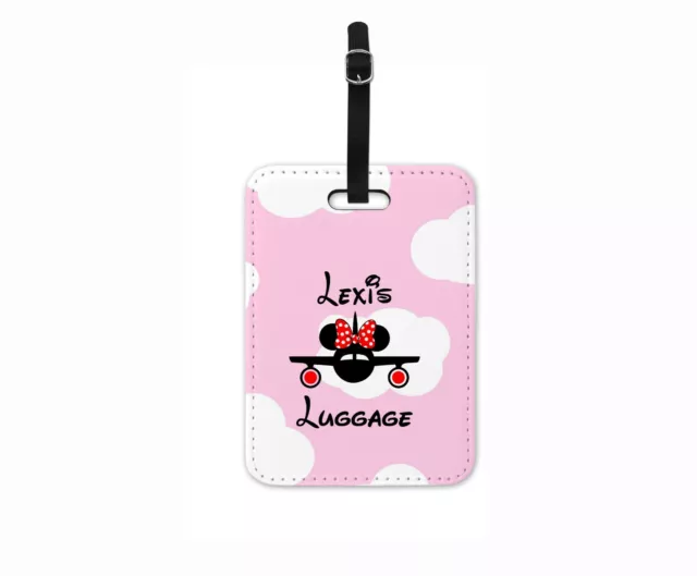 Personalised Luggage Tag Leaving Travel Gift Minnie Mouse Holiday Name Tag