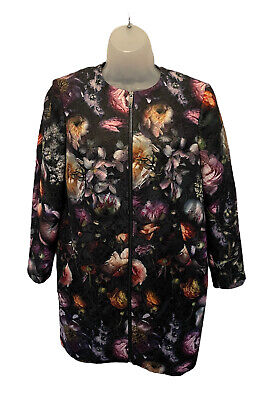 Ted Baker Carleih Stampa Floreale Colarless Abito Cappotto Giacca Misura 2 UK 10