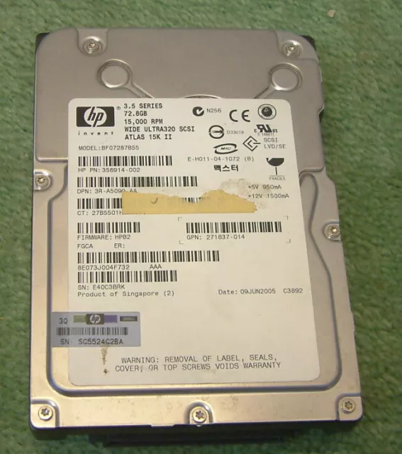 HP 73GB U320 15K SCSI HDD  80 Pin 3.5inch Hard Drive (Maxtor Atlas 15k II )