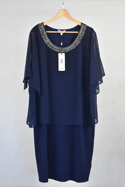 STUDIO8 BY PHASE Eight Royal Blue Paige Drape Dress UK Size 16 New