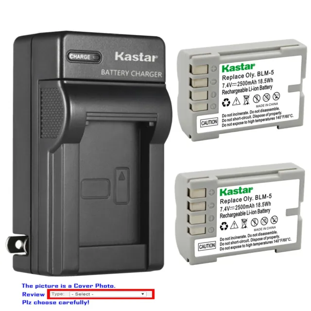 Kastar Battery AC Wall Charger for Olympus BLM-5 PS-BLM5 & Olympus E-5 Camera