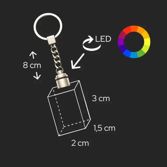 Schlüsselanhänger - Einhorn -  Glas mit bunten LED Auto & Hausschlüssel Geschenk 3