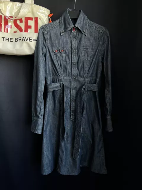 Diesel Denim Dress Cotton Blue/Gray Size M Excellent Condition