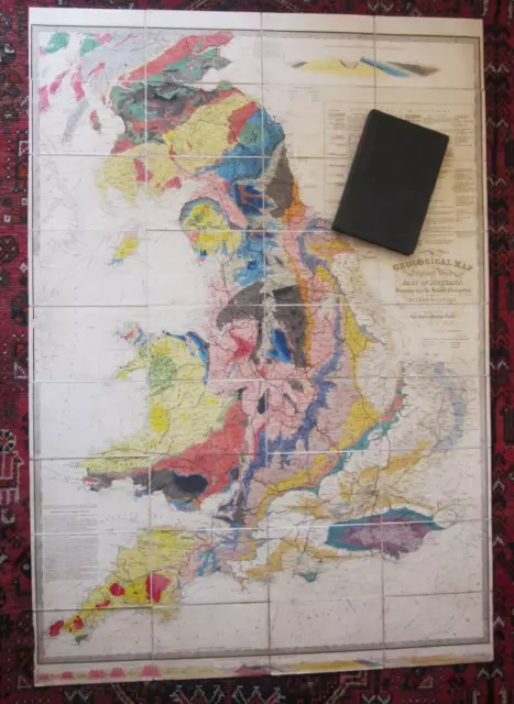 1838 Walker Geological Map England Wales Scotland Rare with Slipcase 140x100cms