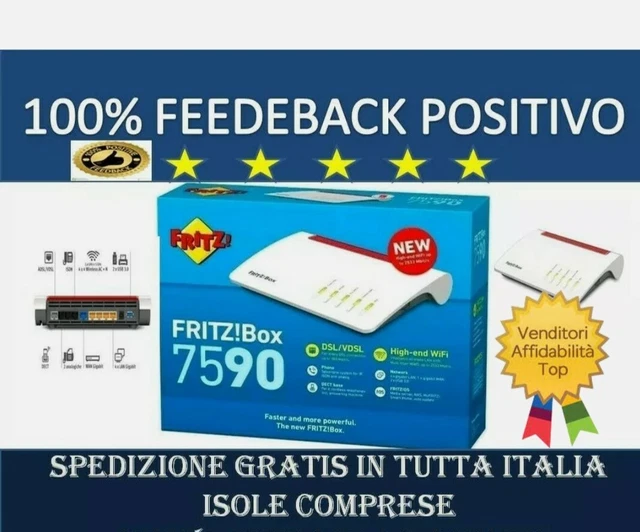 AVM FRITZ Box 7590 MESH WIFI NO BRAND  NUOVO  MODEM ROUTER FIBRA ADSL 2533 Mbit