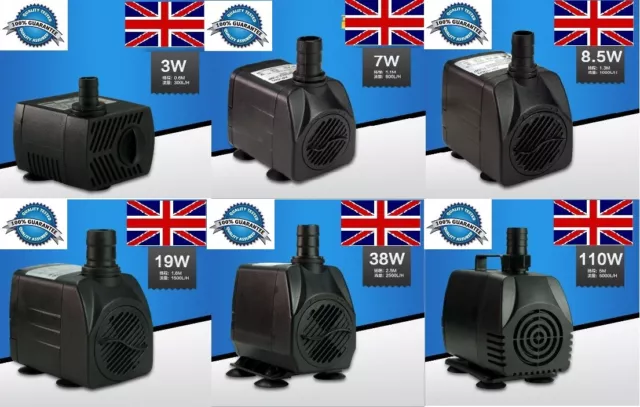 Submersible Water Pump Aquarium Fish Tank Sump Pumps Pond Feature Waterfall Pump