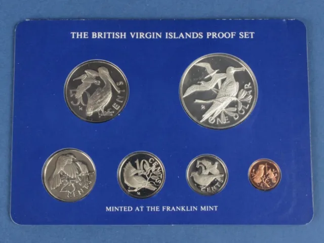British Virgin Islands: 1975 6-Coin Proof set, with Large Silver $1  cased
