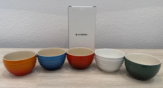 LE CREUSET RICE Bowls Size 12 Ounce Set of 5 Rainbow Stoneware