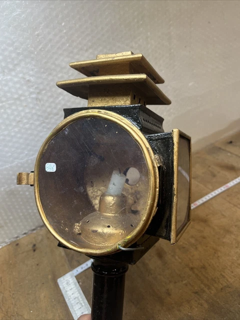 Paire De Lampes Calèche Anciennes – Laiton Et Verre Biseauté – Début 1900
