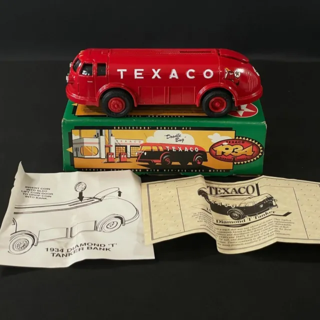 ERTL Texaco 1934 Diamond T "Doodle Bug"Red Die Cast Metal Bank w/BOX Diamond Reo